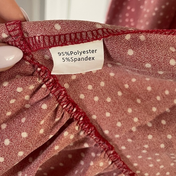 Red Polka Dot Wrap Dress, Size Small - Picture 9 of 9